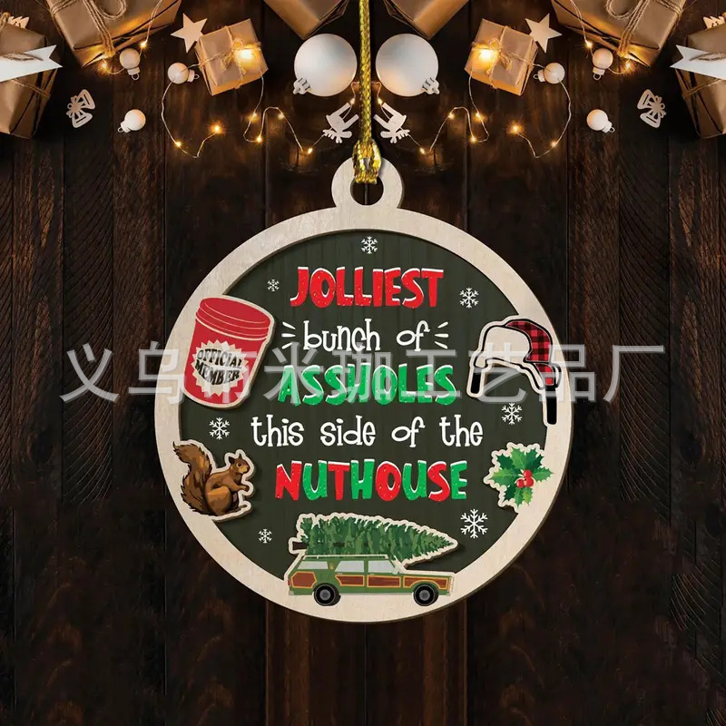 2025年越境新築祝いギフト クリスマス 母の日 バレンタインデー 装飾品 玄関用丸型木製吊り飾り|undefined