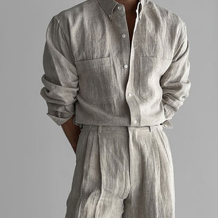 Silk summer light and thin shirt, trousers, set, loose fit, high-quality style