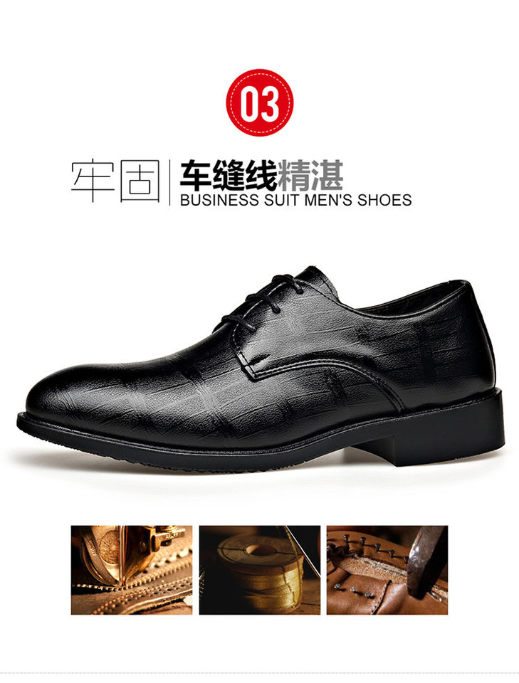 Giày da nam công sở mũi nhọn thắt dây, gót thấp 1–3 cm, đế cao su chống trượt — 2Z103 Đen chi tiết 10