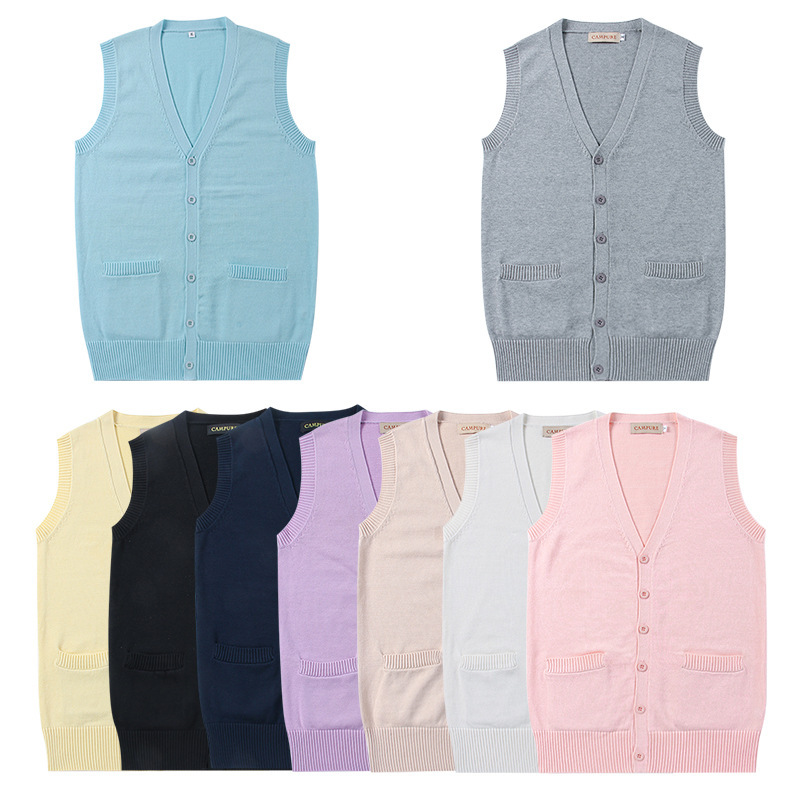 In stock wholesale Japanese JK sweater student cotton spring and autumn V-neck sleeveless cardigan sweater one-piece delivery