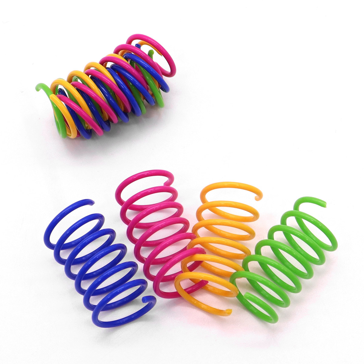 Juguetes para gatos transfronterizos para aliviar el aburrimiento, resortes de plástico de colores, juguetes molares para gatos, suministros para gatos, juguetes para gatos divertidos