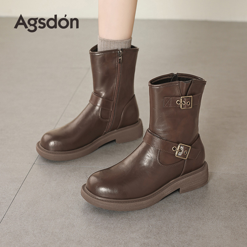 Augusto Lion Brown Martin botas para mujeres 2026 nuevo otoño retro botas británicas pequeñas botas de suela gruesa