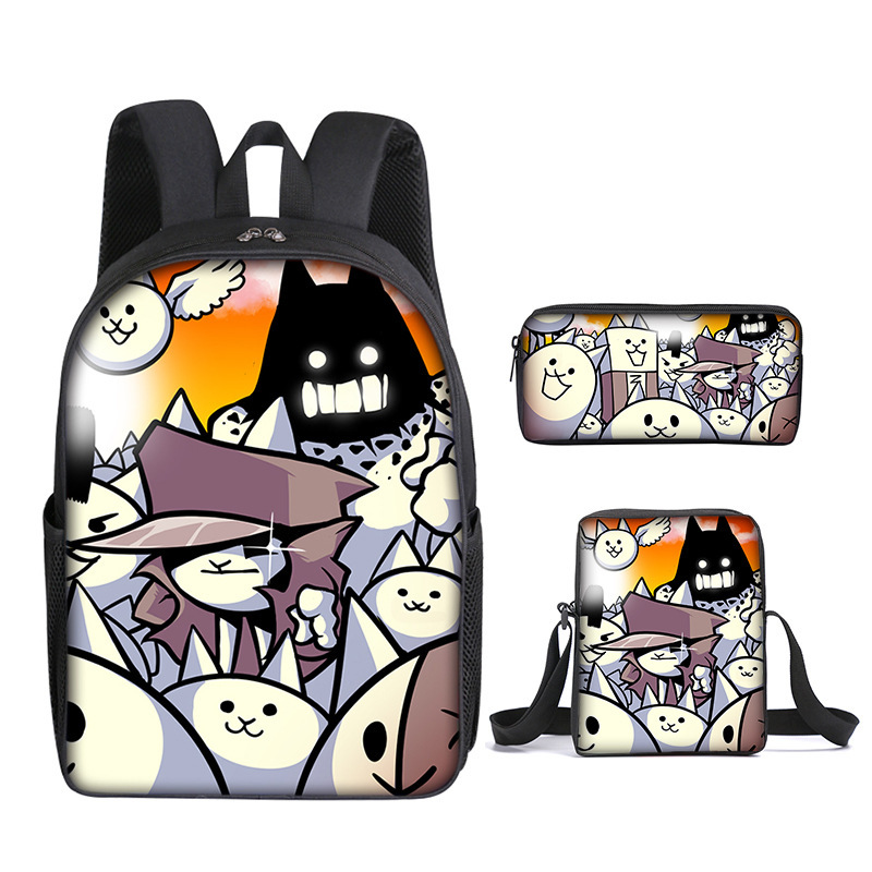 返校季猫咪大作战the battle cats书包三件套双肩包单肩包笔袋