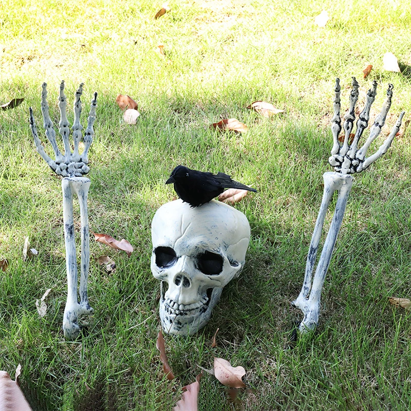 Halloween Skull Decoration Set (SOURCE FACTORY) — Luminous Skull & Hands, 3-piece Ornamental Prop