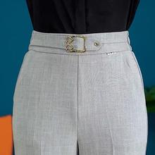 灰色裤子女2024新款爆款夏季薄款微喇裤小个子洋气九分冰丝西装裤