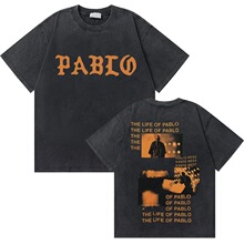Washed Vintage Rapper Kanye West Graphic T-shirts THE LIFE O