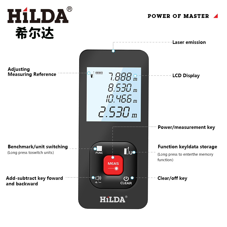 Hilda 50/100/120 metros de alta precisión telémetro láser medición de distancia