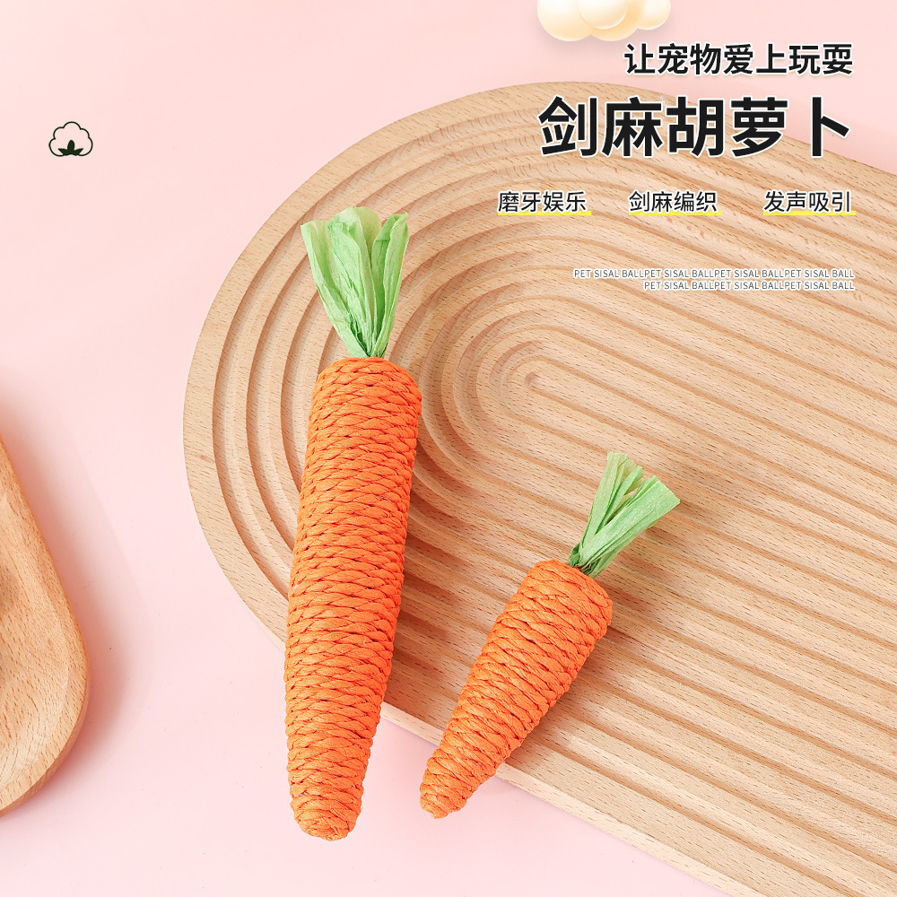 Nuevo producto de juguete para gatos, zanahoria, auto-odorante, rechinar los dientes, resistente a morder, juguetes de cuerda de papel, morderse, juguetes de agarre para gatos, suministros para mascotas