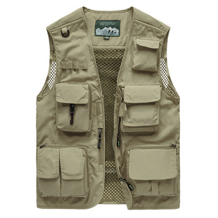 Outdoor vest men's summer multi-pocket plus size spring and autumn men's vest photography fishing vest waistcoat thin