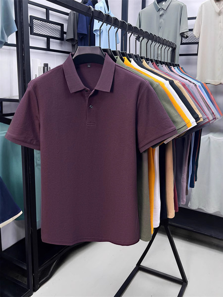 Cotton fashionable casual solid color short sleeve T-shirt
