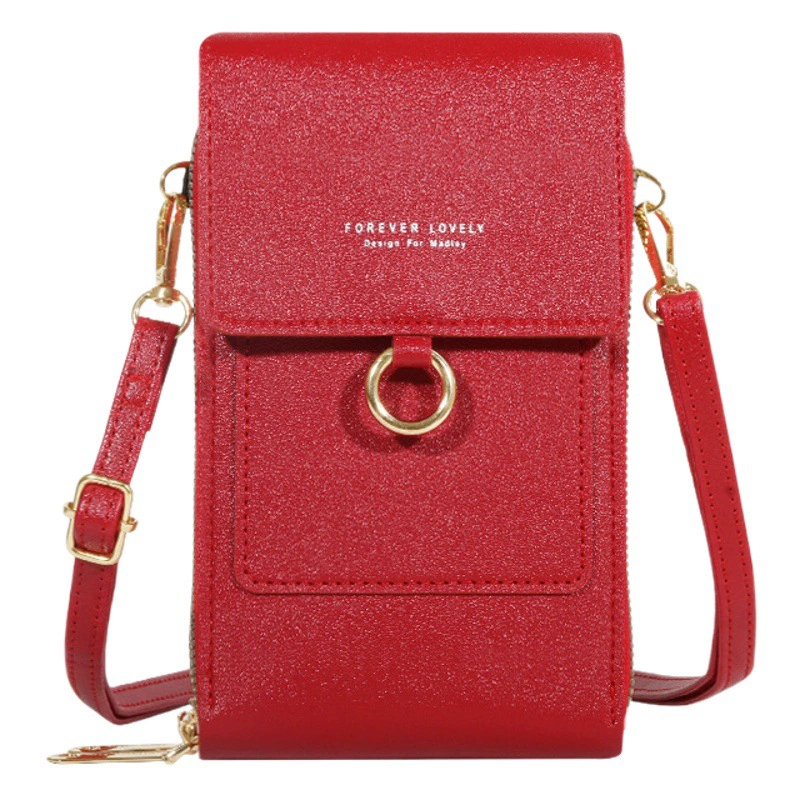 Женский кошелек-Кроссбоди из искусственной кожи с сенсорным экраном MADLEY, маленькая сумка через плечо в корейском ретро-стиле, однотонная сумка через плечо