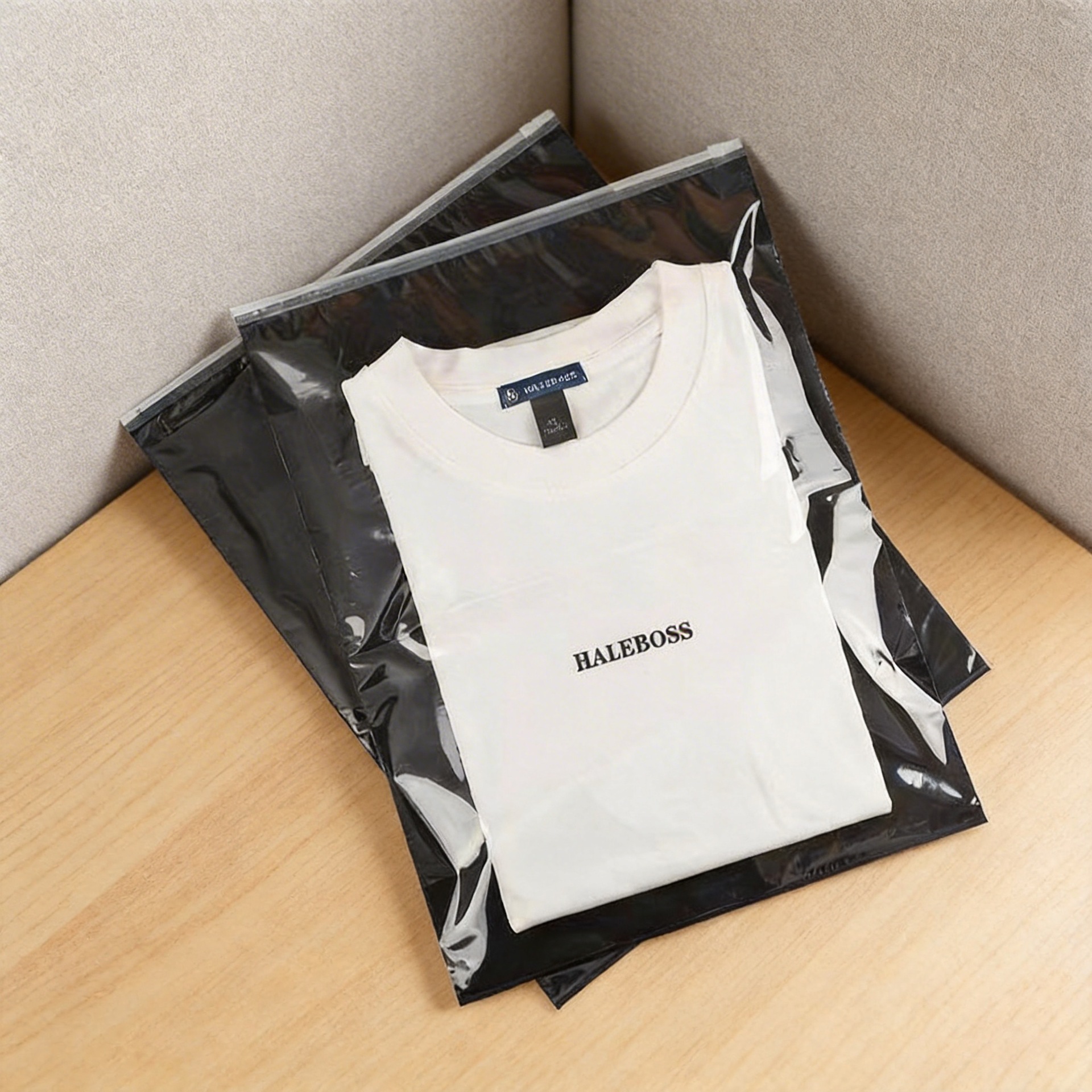 New Black Frosted Pe Zipper Bag Thickeneded Light-Shielding Clothing Packaging Bag Sweatshirt T-Shirt Sealed Storage Dust Bag