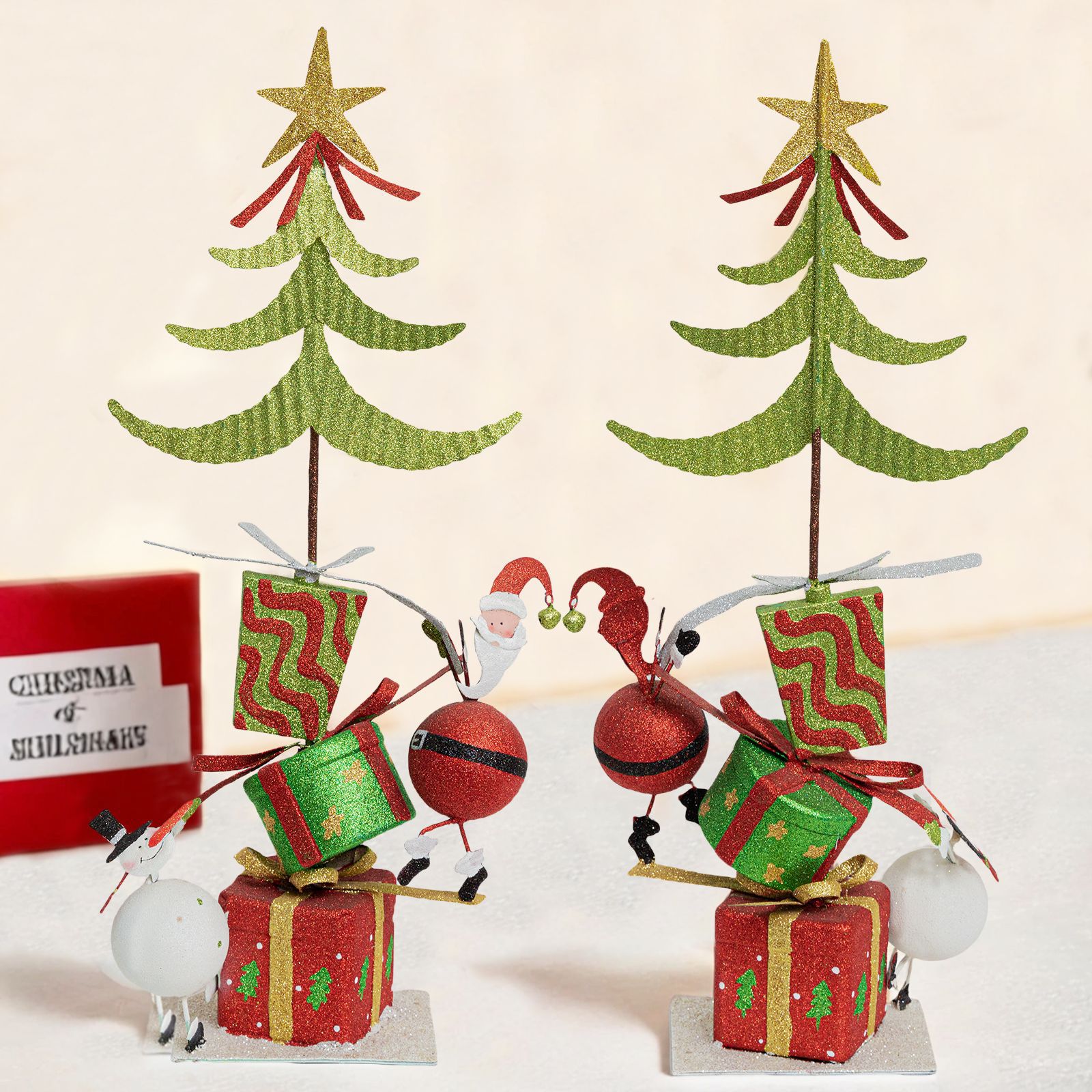 Decoraciones navideñas de hierro árbol navideño decoración de ventanas de vacaciones Santa Claus brillante muñeco de nieve decoración decoración