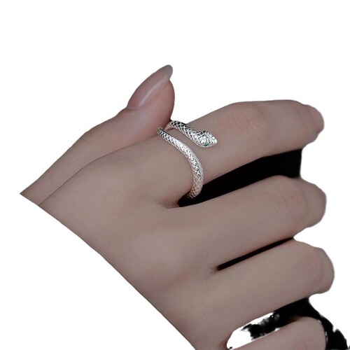 925 Silver Needle Exquisite Little Snake Ring Women's Ring Personalized Fingertip Accessory Tail Ring Niche Design Summer