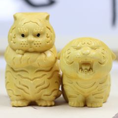 木雕擺件黃楊木生肖小胖虎客廳桌面可愛動物裝飾文玩送禮生日禮物