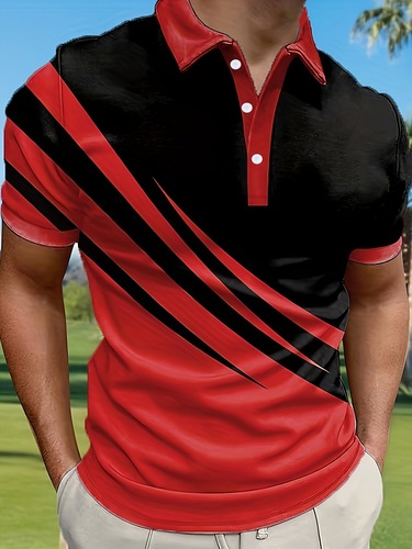 Color Block Golf Shirt Summer Color Block Short Sleeve Cross-border