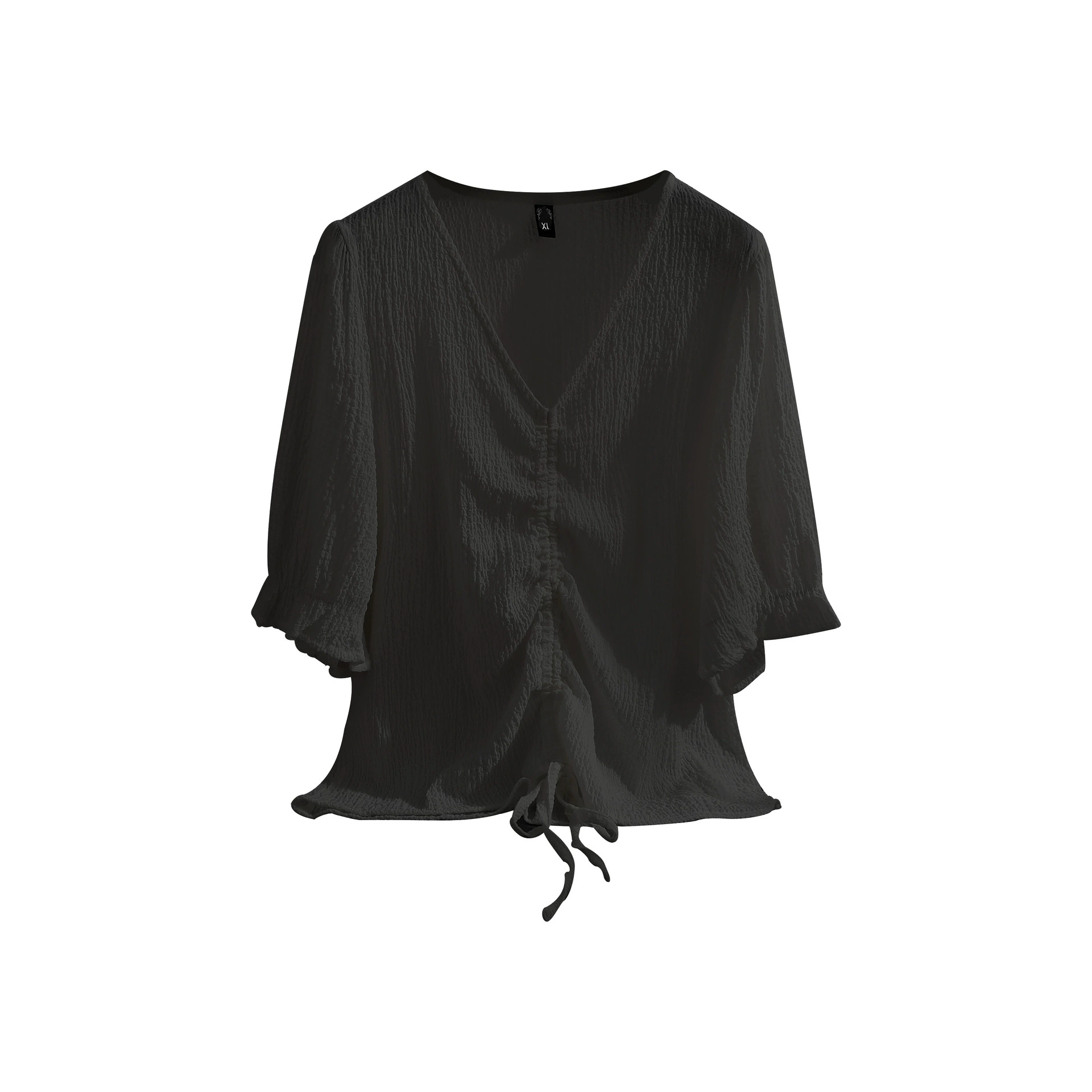 Летняя блуза с V‑образным вырезом, plus size, с завязкой спереди, 2–4XL, повседневная