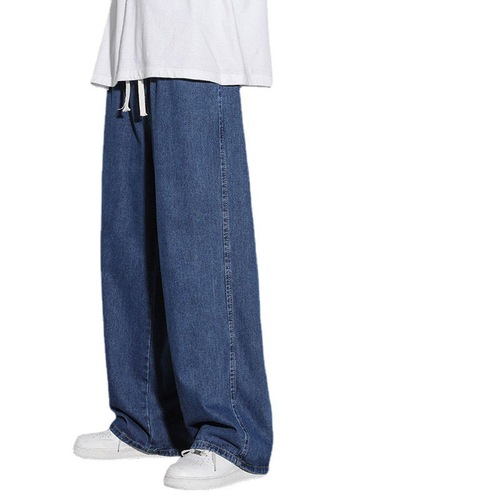 Men's trendy brand spring/summer relaxed-fit, straight-leg high-street wide-leg pants – casual long trousers with elasticated wide legs