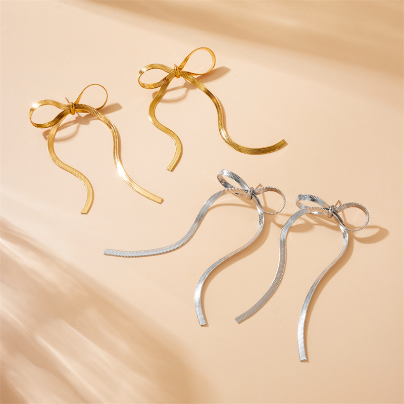 Cute fashionable retro universal earrings with bow with tassels…