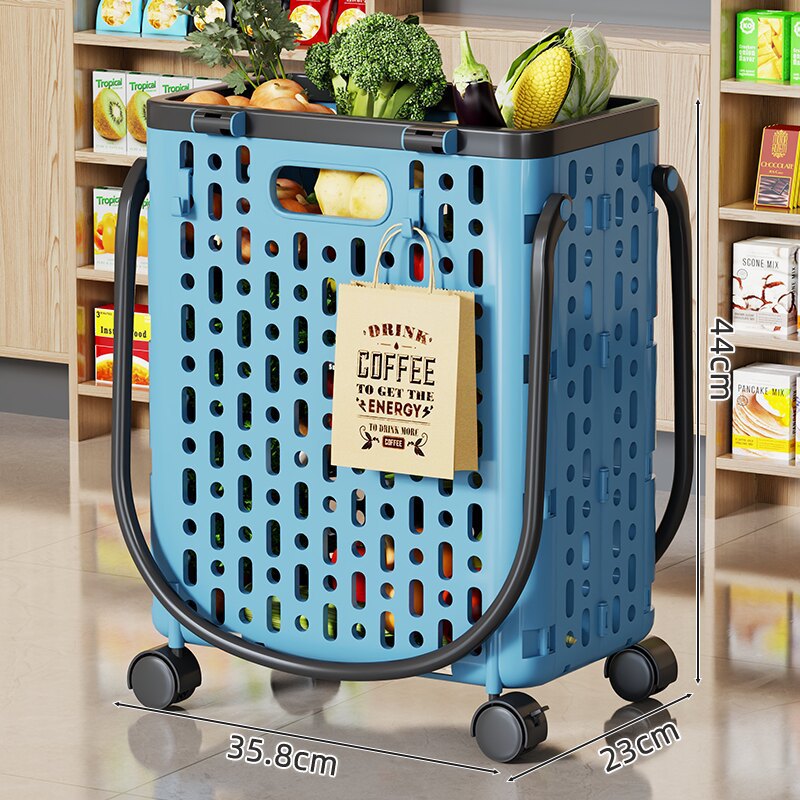 Carrito de Compras Plegable Portátil de PP de Alta Resistencia, Silencioso, para Hogar y Supermercado image 14