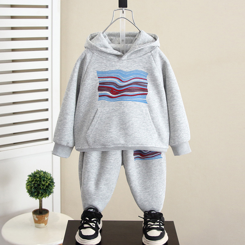 6072 Suéter para niños Traje deportivo 2024 Nuevo traje de dos piezas de suéter de bebé de manga larga con capucha de primavera y otoño para niños