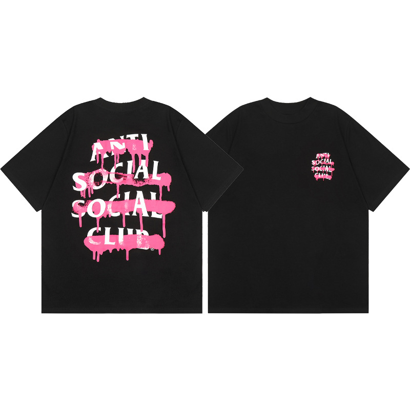 Diferencia de moneda del mercado ASSC CLUB fujiwaro Lightning serie impresa camiseta suelta de manga corta para hombres y mujeres