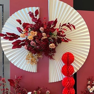 Origami Fan Engagement Backdrop Decoration Event Photo Display Window Decoration Paper Fan Flower Semi-Circle Folding Fan Creative Design