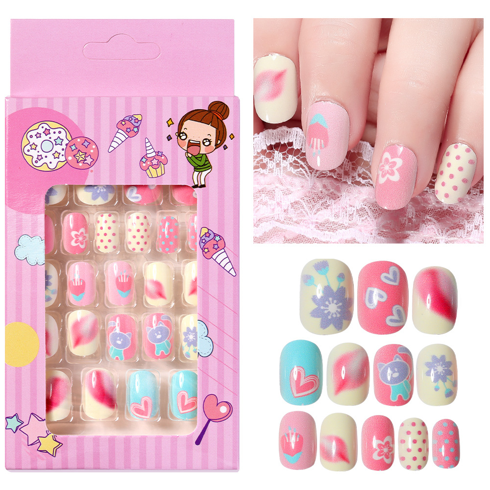 Dibujos animados para Niños pieza de belleza de uñas pieza de uñas parche de uñas producto terminado al por mayor gel de gelatina de uñas falso extraíble
