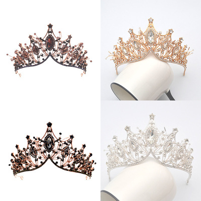 新娘头饰复古大马眼水晶皇冠成人大气结婚王冠生日礼物婚纱配饰|ms