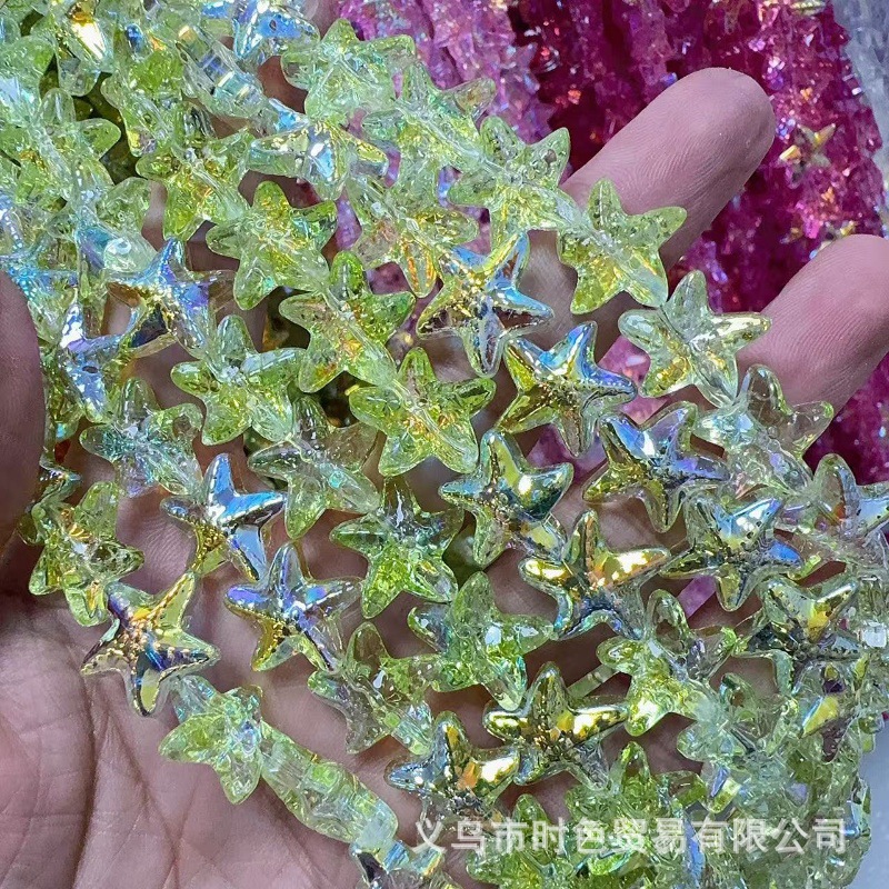 Colgante de cristal de forma especial perlas de vidrio estampado estrella de mar pentagramas cuentas collar DIY multicolor accesorios pendientes para el cabello