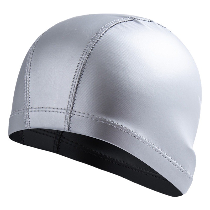 Pu gorra de natación para hombres adultos y mujeres cómodos no apretando alto elástico gorra de natación impermeable Pelo Largo gorra de natación transpirable