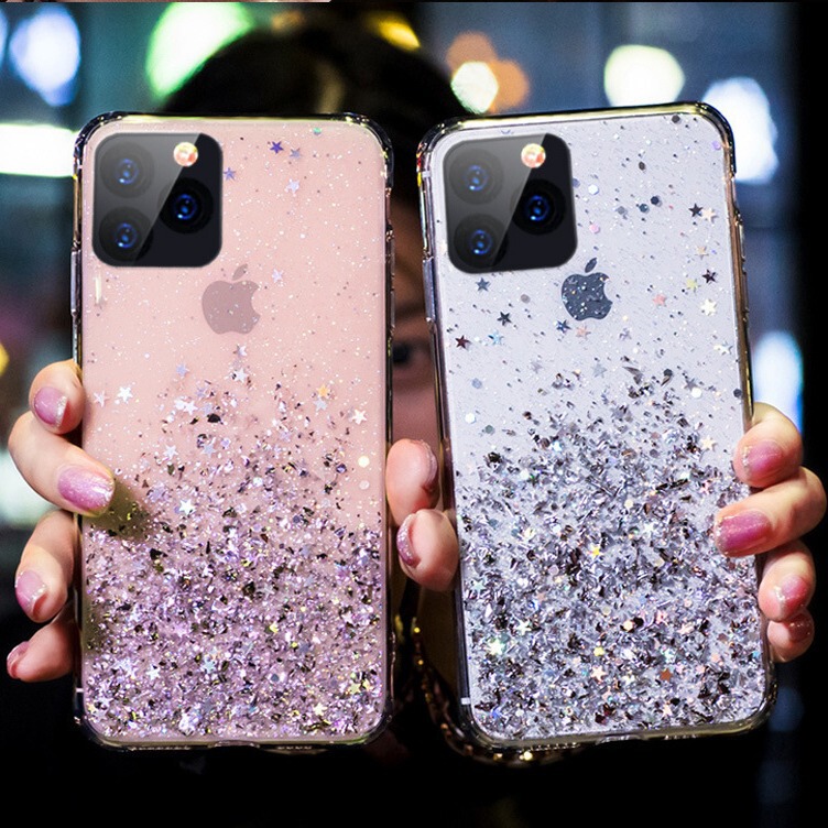 Suitable for Apple 17Promax 16 1514 Mobile Phone Case Transparent Glitter Starry Sky Glue Protective Cover Iphone11