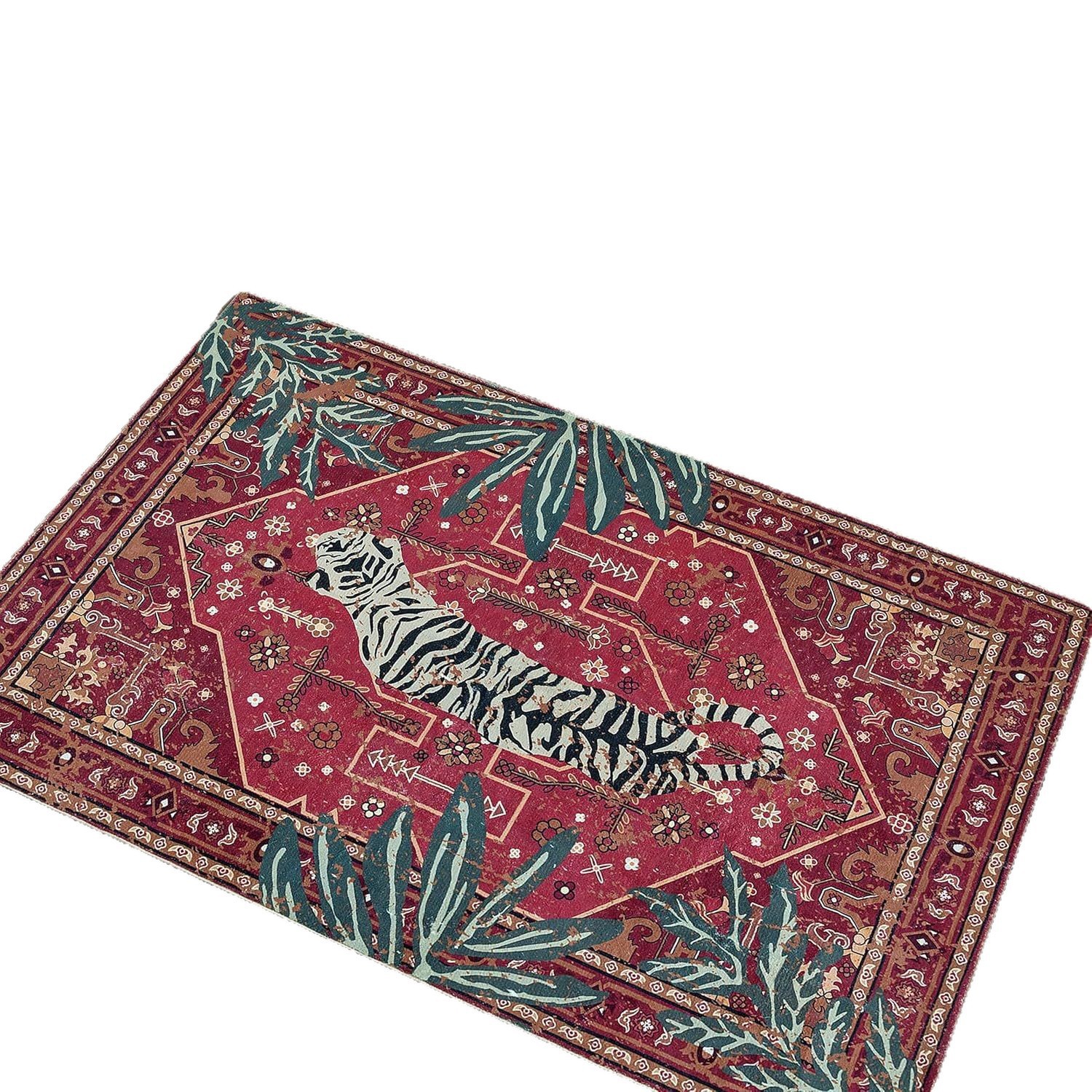 Vintage Tiger Muster Teppich Aus Kristallvelours Für Badezimmer_voghion.com