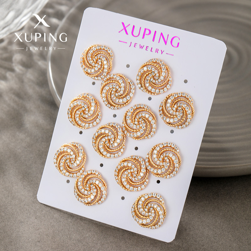 Xuping nueva aleación de moda galvanizada 18k piedras preciosas artificiales estilo ruso retrógrado temperamento simple orejas