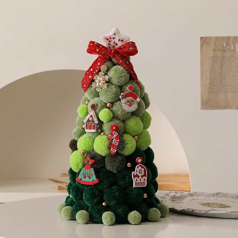 2025年新作クリスマスツリー 家庭用飾り リビングDIY クリスマスデコレーション 小型卓上シミュレーションファーボール|undefined