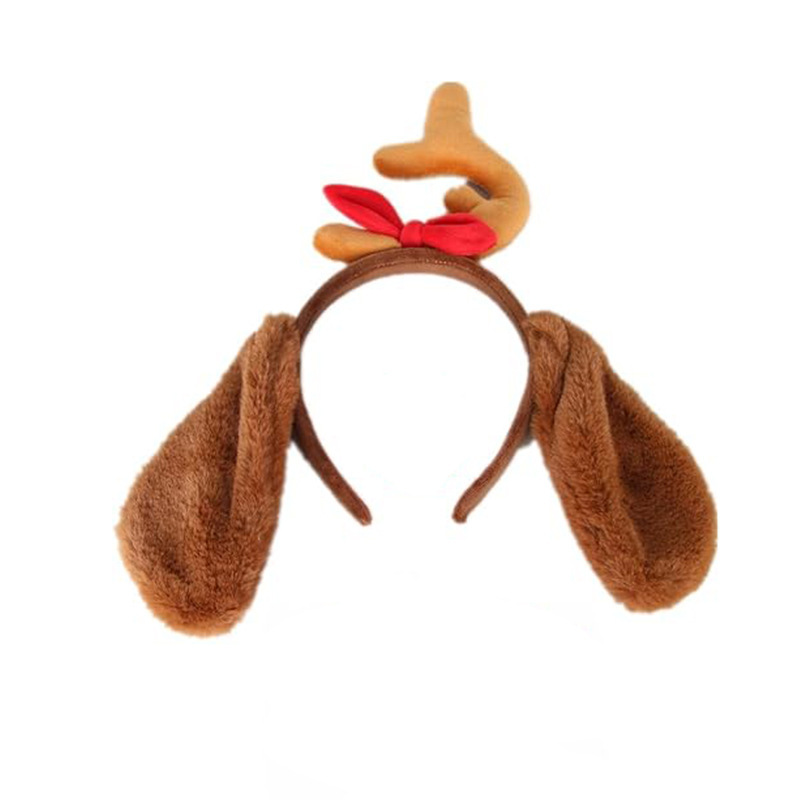 2025 クリスマス鹿の角ヘアバンド、ぬいぐるみ犬耳付きクリスマス帽子、レッグウォーマー、手袋、漫画犬コスプレ|undefined