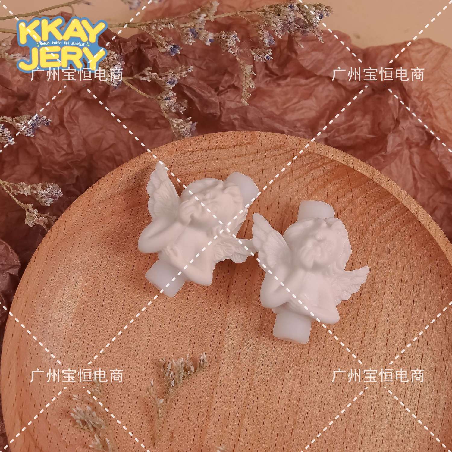 Bricolaje 2 blanco simple dos ángeles de apoyo a la barbilla