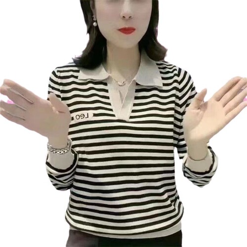 Women's Long Sleeve T-Shirt Top - Versatile, Mother's Spring and Autumn Season, Collar Polo Shirt, Elegant and Commuting Women's Style
