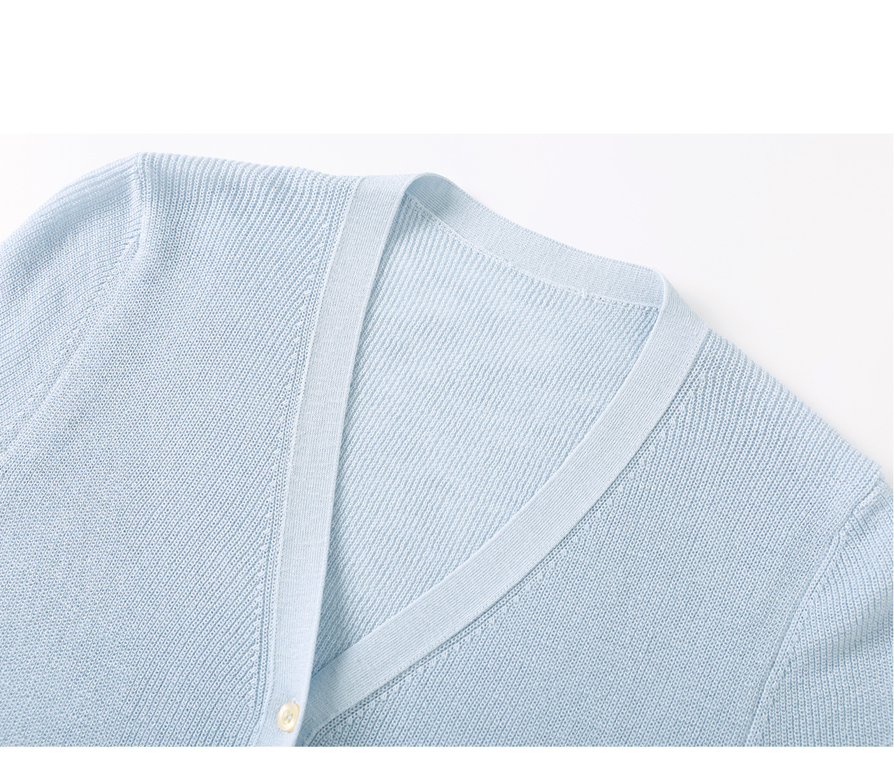 Áo cardigan nữ cổ V dệt kim sợi lanh siêu mịn, cúc màu, thoáng mát mùa hè — xanh lam chi tiết 29
