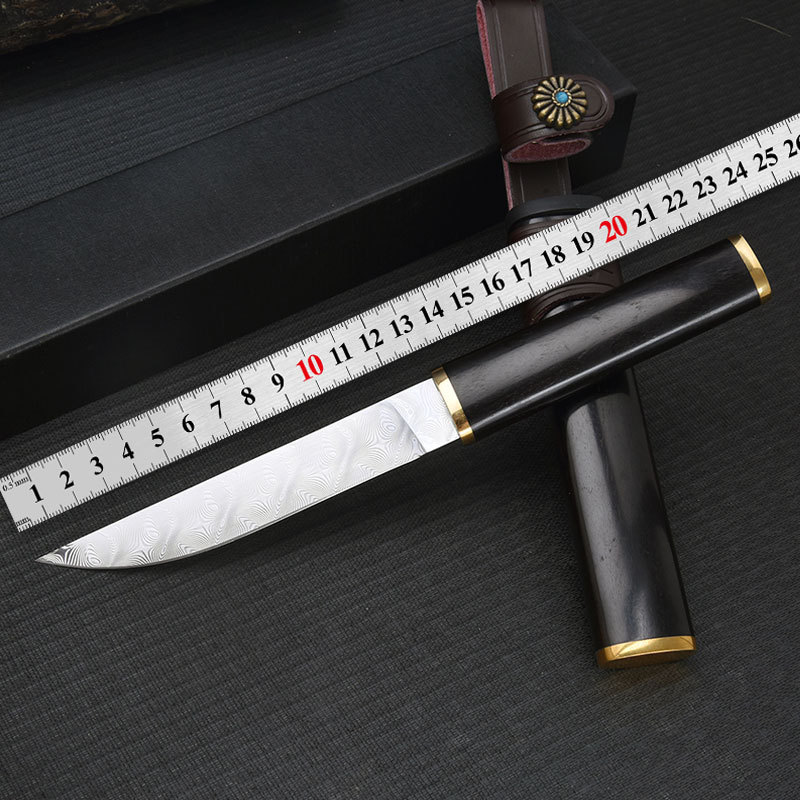 户外求生小刀无芯大马革钢直刀高硬度手把肉随身便携吃肉水果刀具