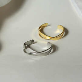 欧美跨境复古夸张抛光手镯金属扁线镀金色朋克时尚个性手环装饰品