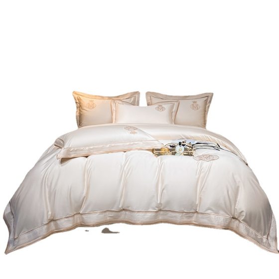 200 Light Luxury Double Strand Horse Cotton Four-piece Set 100 Cotton Bed Sheet Quilt Cover Hotel Naked Sleeping High-grade Bedding