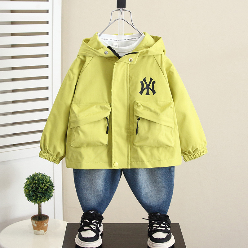 6064 Chaqueta con capucha de estilo occidental de otoño para niños 2024 Primavera y otoño Nuevo estilo para niños Chaqueta coreana para niños Ropa de otoño para bebés