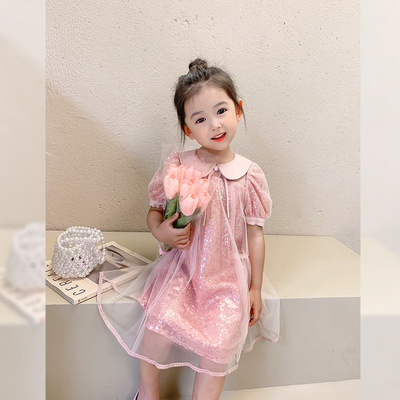 2021 children Korean Edition girl Dress Elegant Western style Jacobs Fairy skirt Baby nets camisole Princess Dress