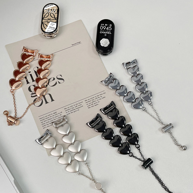 For mi band 9/8 strap girls stereo diy love chain mi band 7/6/5/4/3 wrist strap