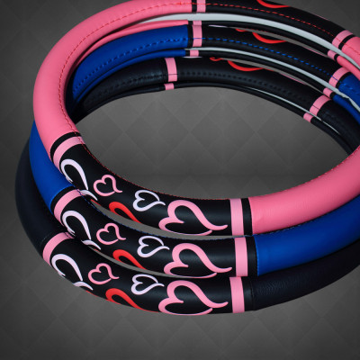 automobile Steering wheel cover love non-slip handle grip lady Four seasons currency Leatherwear The car decorate Supplies Jewelry