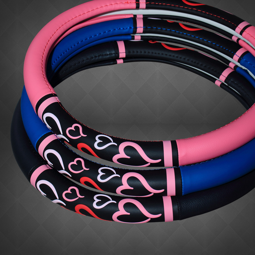 automobile Steering wheel cover love non-slip handle grip lady Four seasons currency Leatherwear The car decorate Supplies Jewelry