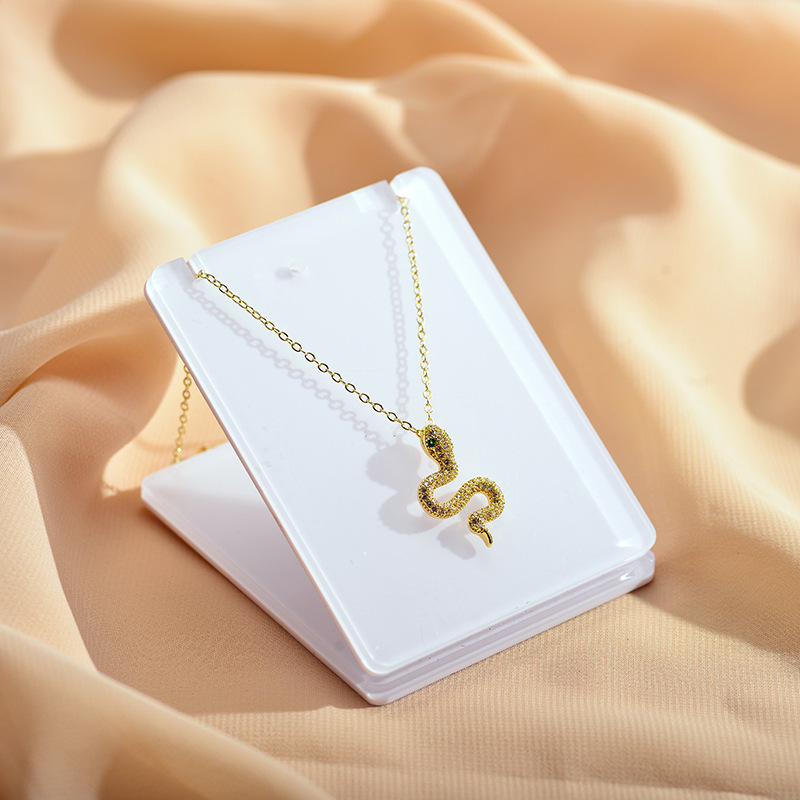 Casual Snake Copper Gold Plated Artificial Rhinestones Pendant Necklace 1 Piece