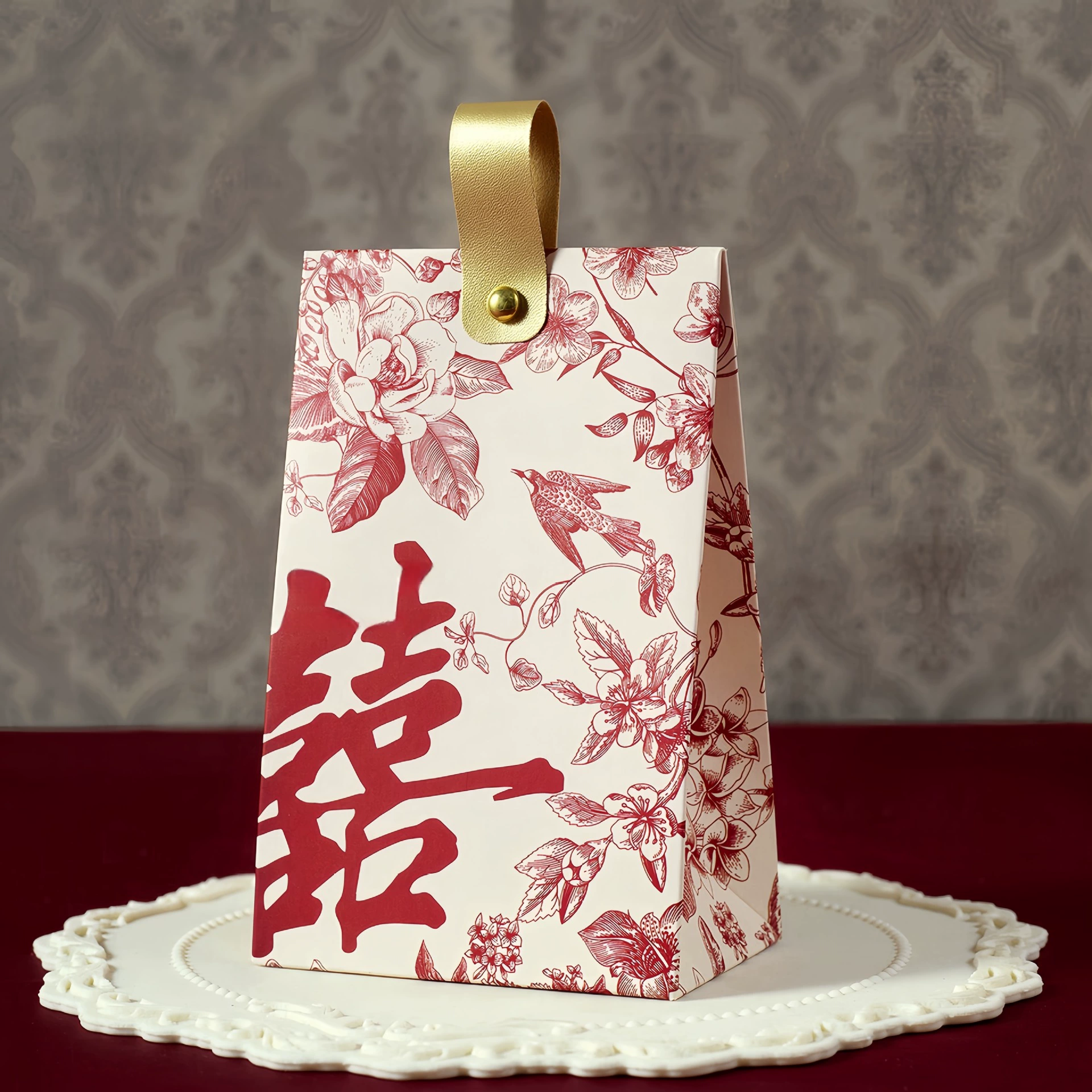 Gift box linen bag set, premium wedding candy boxes, multiple designs, sizes small–medium–big