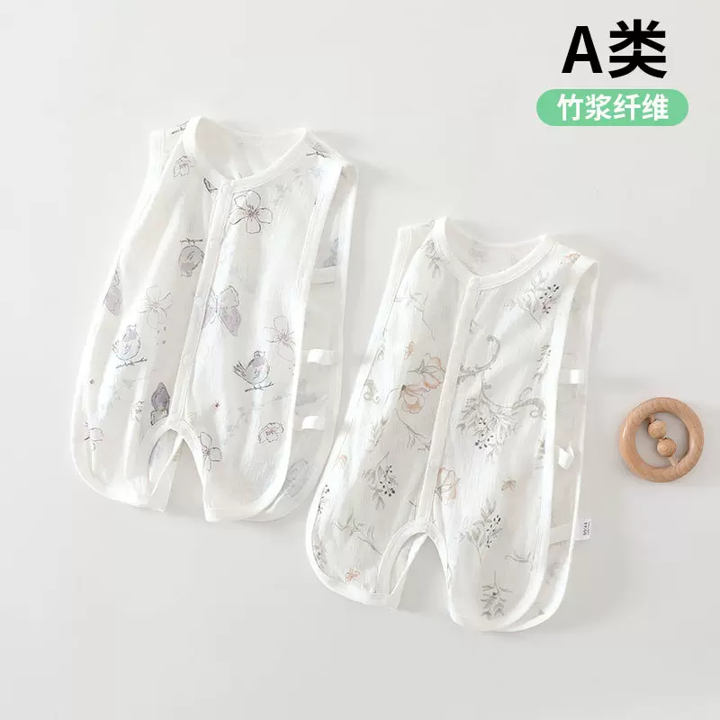 新生婴儿琵琶衣夏季薄款空调服防踢被睡袋护肚可爱宝宝纯棉连体衣